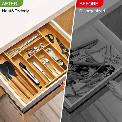 Bamboo drawer organizer