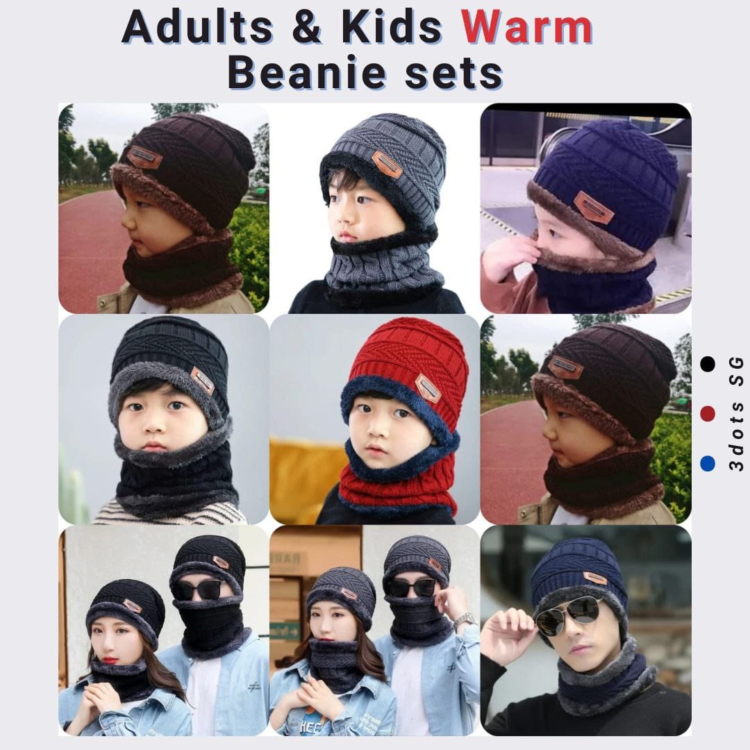 Kids and adults beanie set