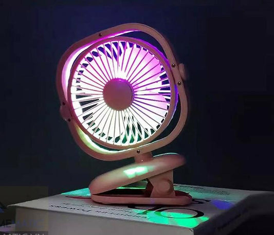 Rechargeable clip fan with light