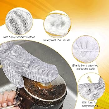 Silver wire dish washing gloves(4 pcs)