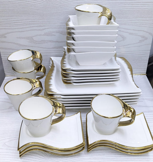 30pcs wavy ceramic white dinner set