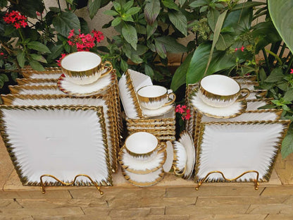 30pcs ceramic gold white dinner set