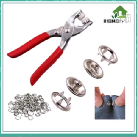 Metallic snup button pliers set