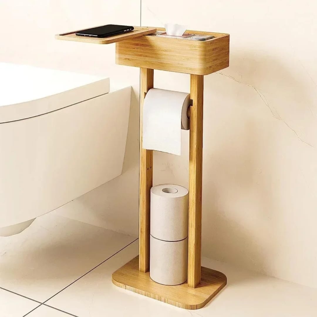 bamboo toilet tissue holder  storage