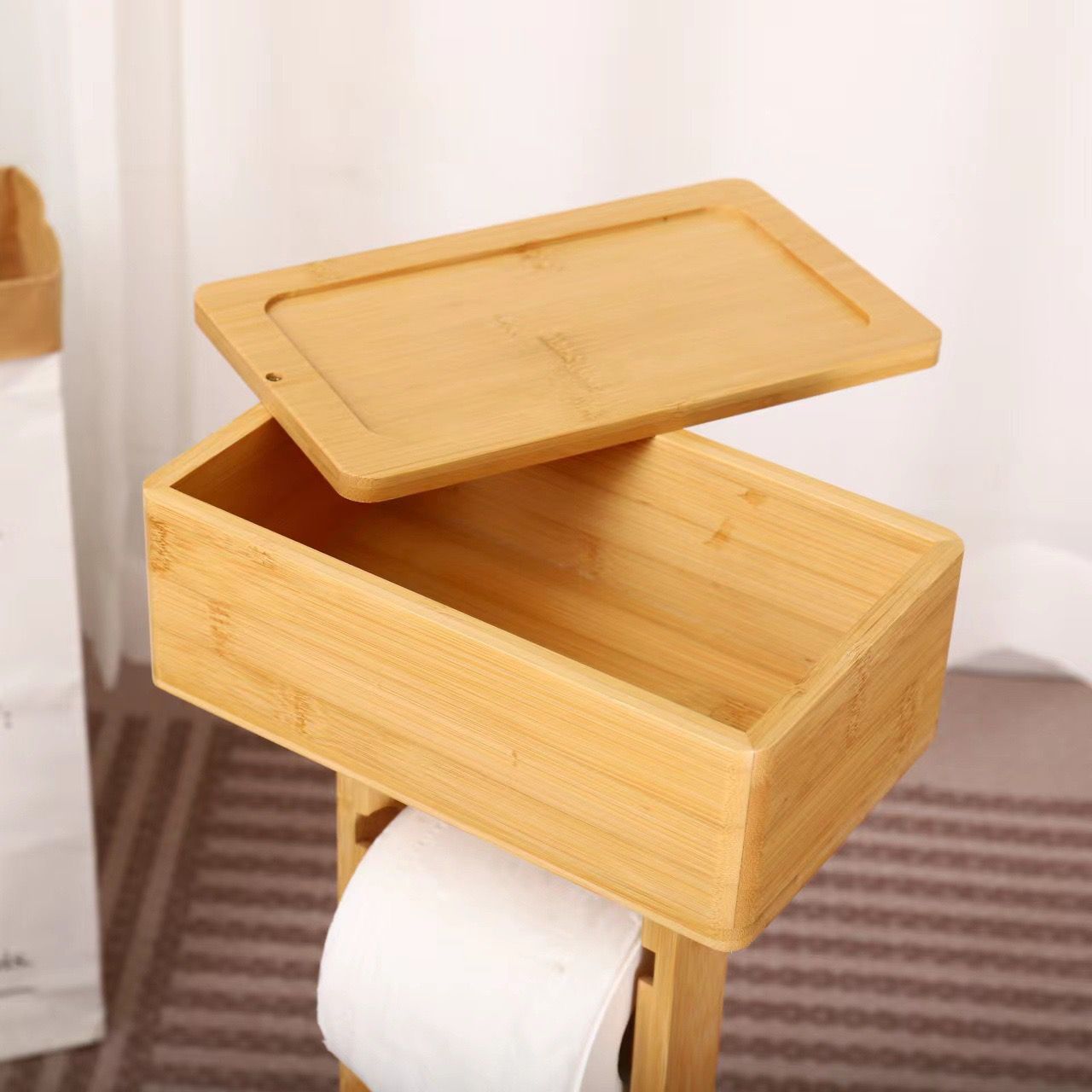 bamboo toilet tissue holder  storage