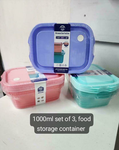 Set of 3 plastic food container