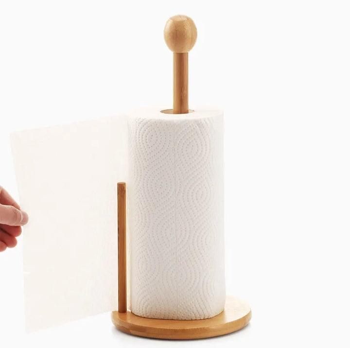 Bamboo kitchen towel holder