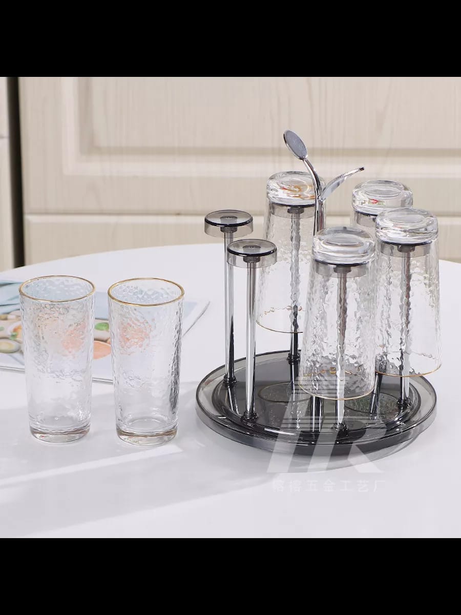 Rotating 6pc glass tumbler holder