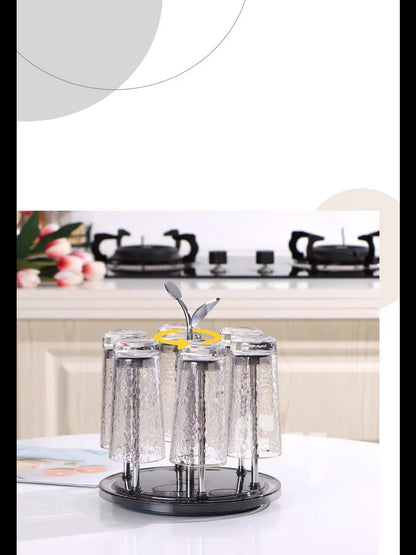 Rotating 6pc glass tumbler holder