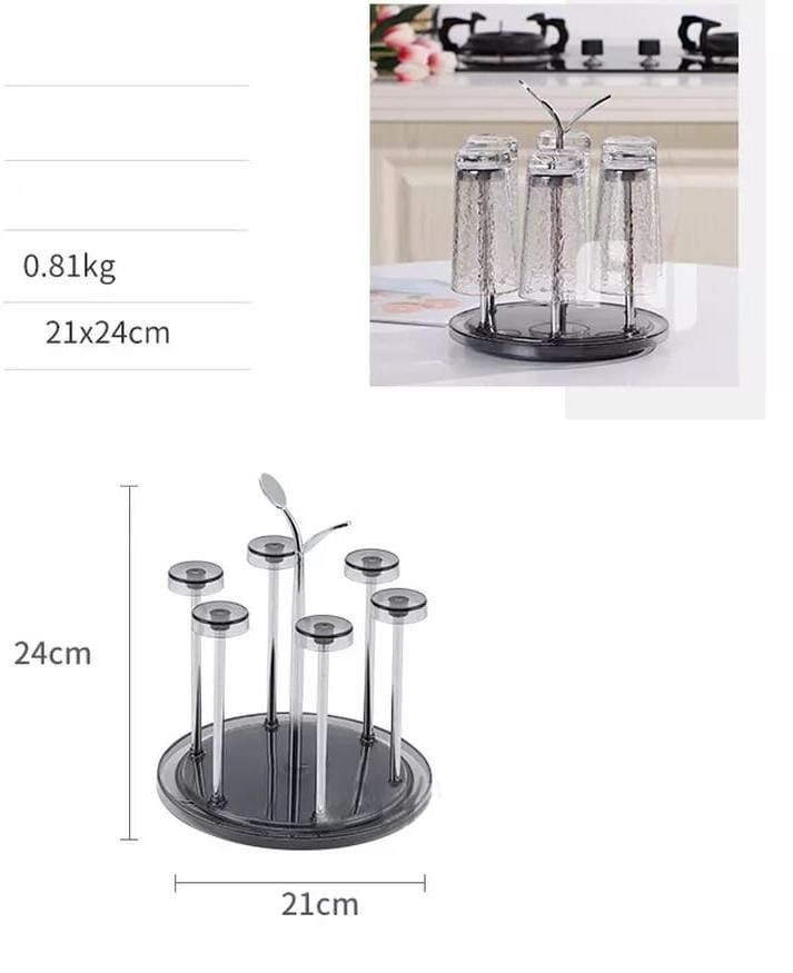 Rotating 6pc glass tumbler holder