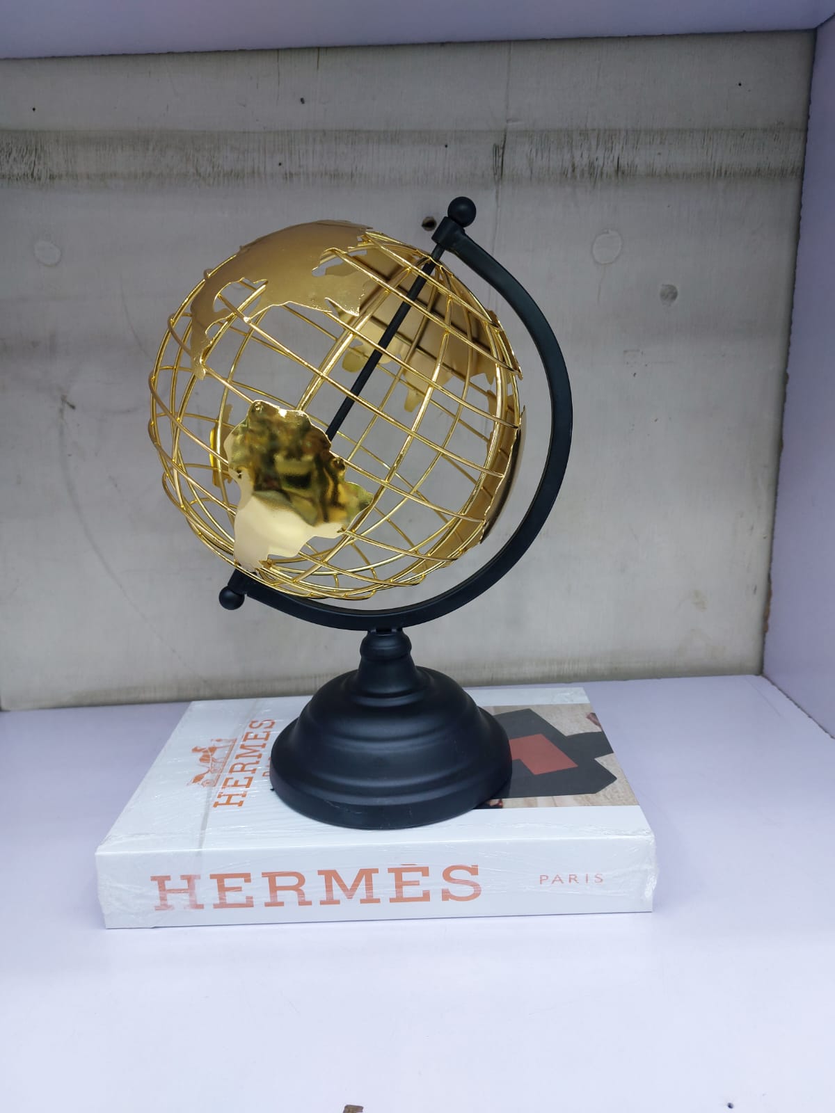 World globe with black base