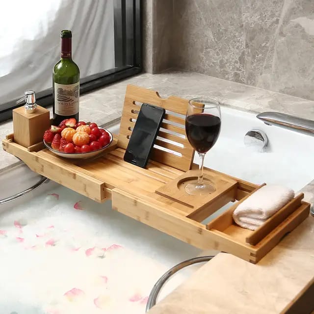 Bamboo Bathtub/table Caddy Tray