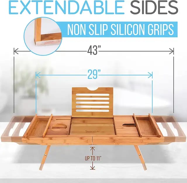 Bamboo Bathtub/table Caddy Tray