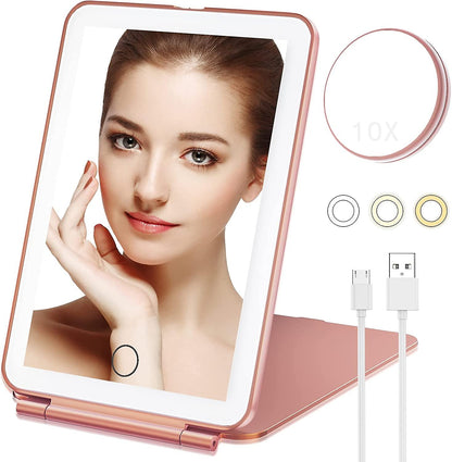 Rechargeable LED travel mirror