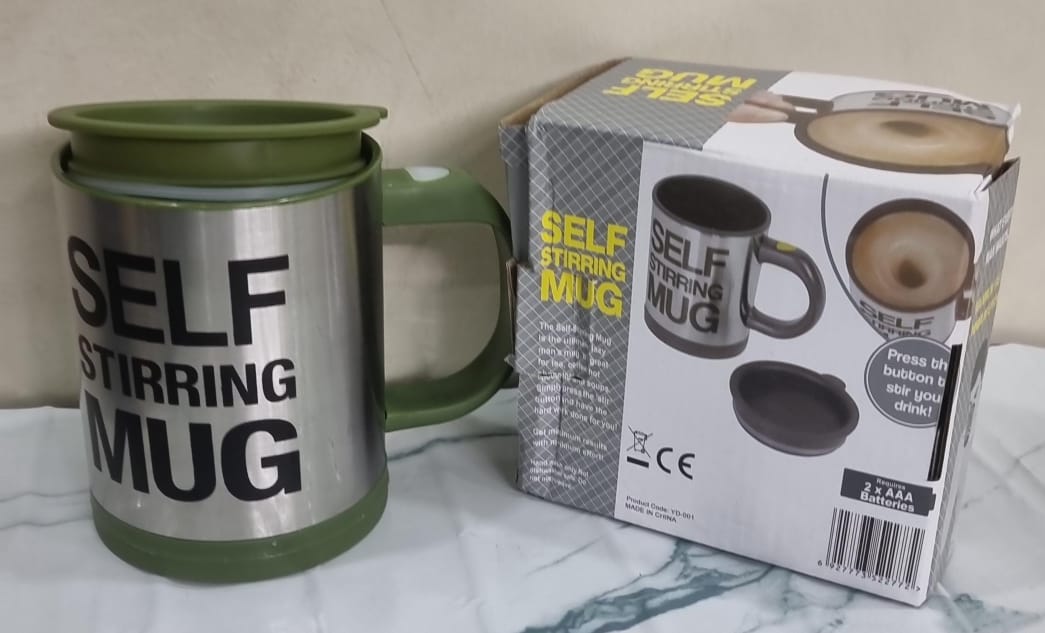 Battery powered Self stirring mug