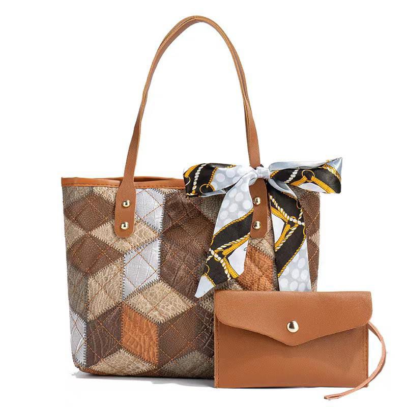 diamond grid printed handbag