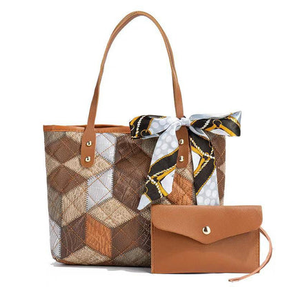 diamond grid printed handbag