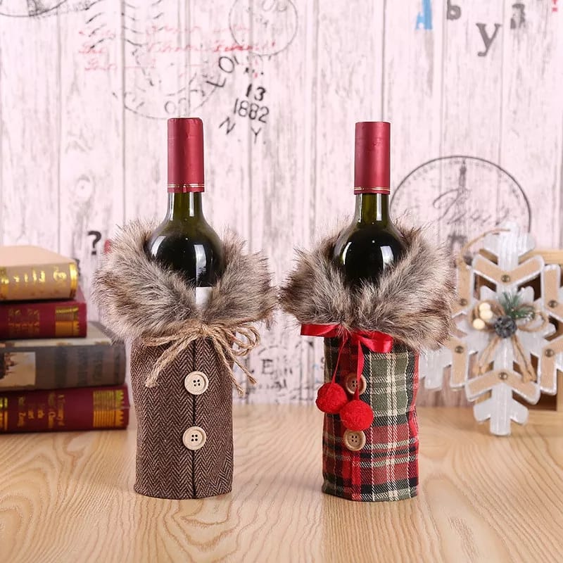 Wine Christmas bottle gift wrap