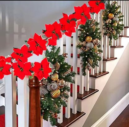 2M Christmas poinsettia garland