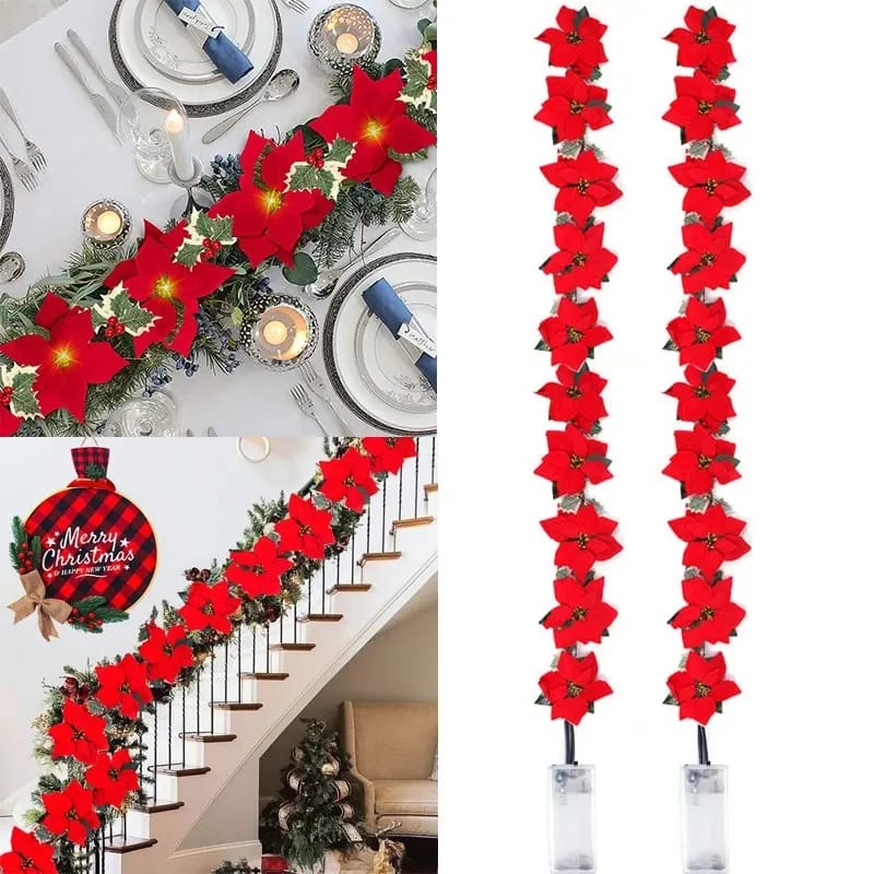 2M Christmas poinsettia garland