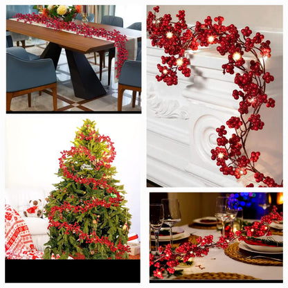 1.8M redberry christmas garland with light