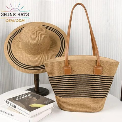 STRAW BAG AND HAT SET(40% OFF)