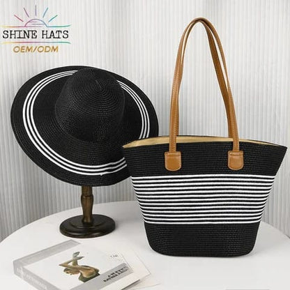 STRAW BAG AND HAT SET(40% OFF)