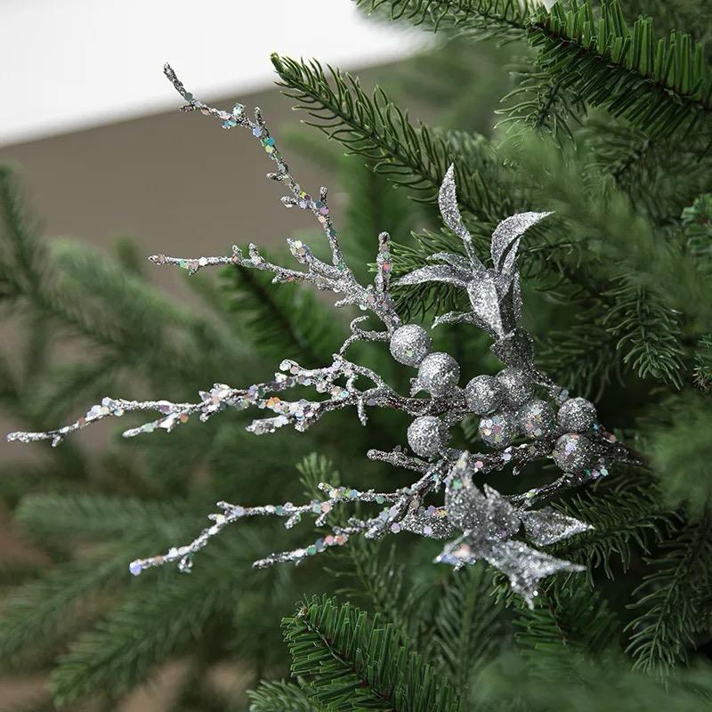 Glitter Artificial Christmas Flower(3 pcs)