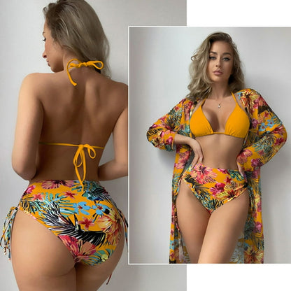 3pcs Floral women bikini swimsuit