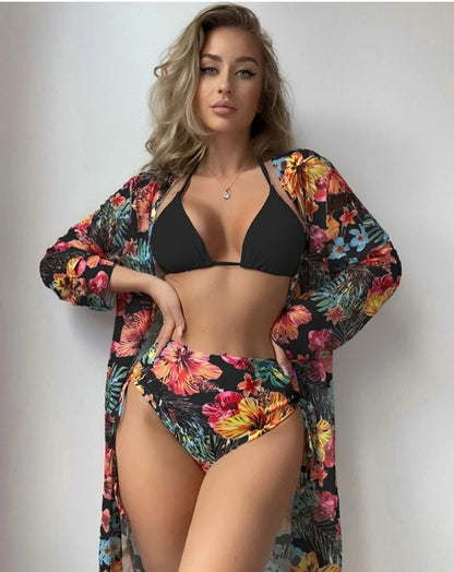 3pcs Floral women bikini swimsuit