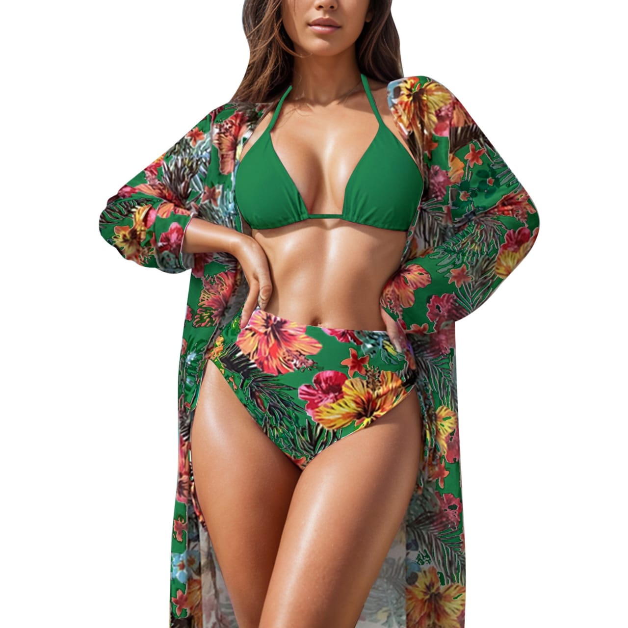 3pcs Floral women bikini swimsuit