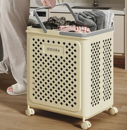 Laundry storage basket with wheels