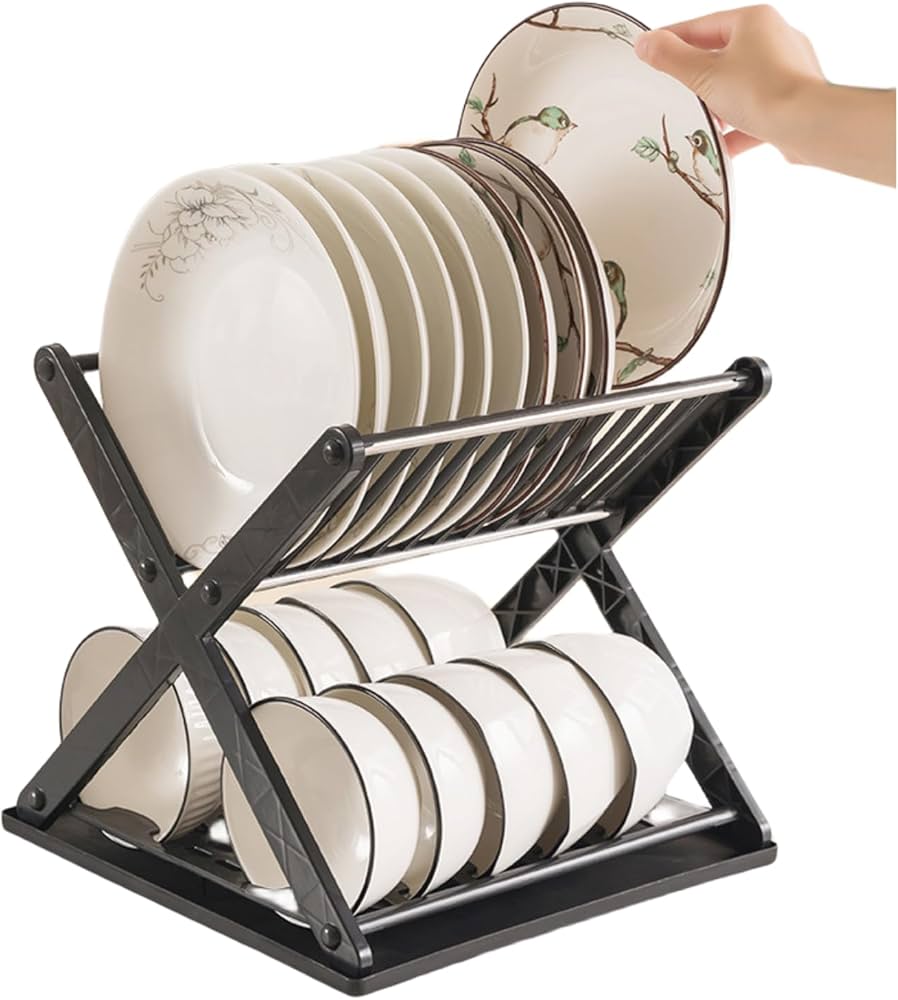 X Shape Foldable Dish Drainer Rack