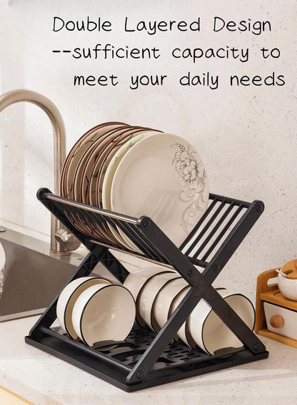 X Shape Foldable Dish Drainer Rack