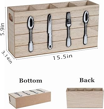 Wooden cutlery box organizer