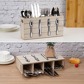 Wooden cutlery box organizer