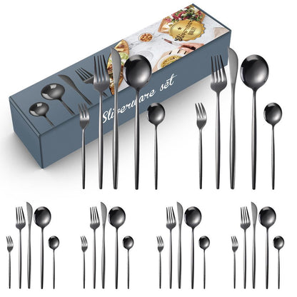 Black Stainless Cutlery Set(30)