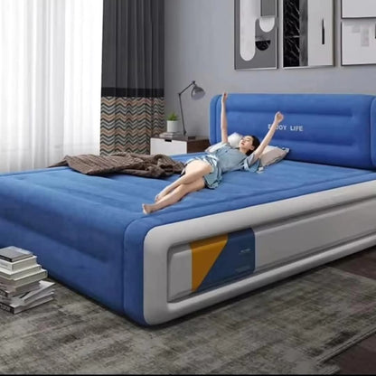 Inflatable airbed with headboard