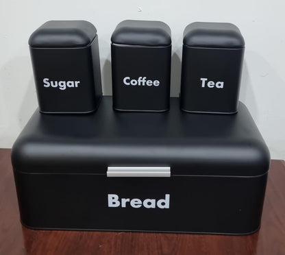 Hinged Bread bin 9L with 3 canisters