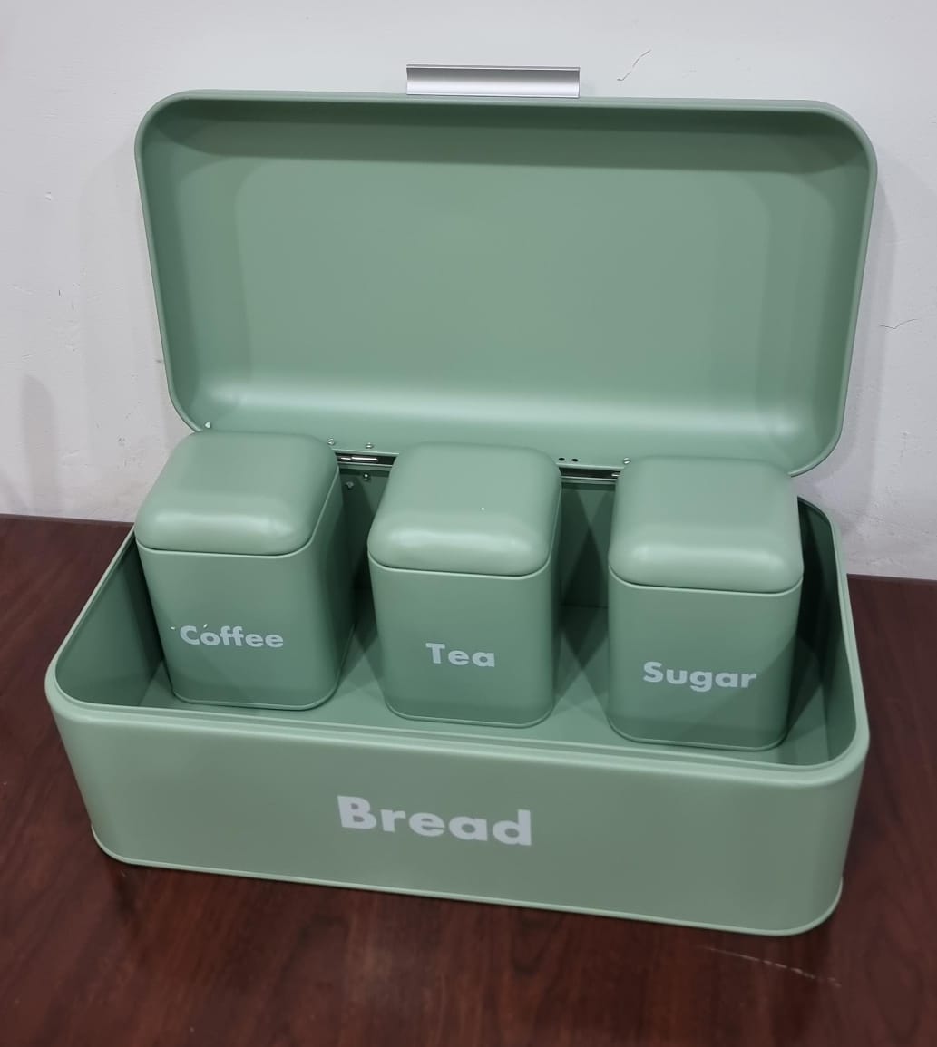 Hinged Bread bin 9L with 3 canisters