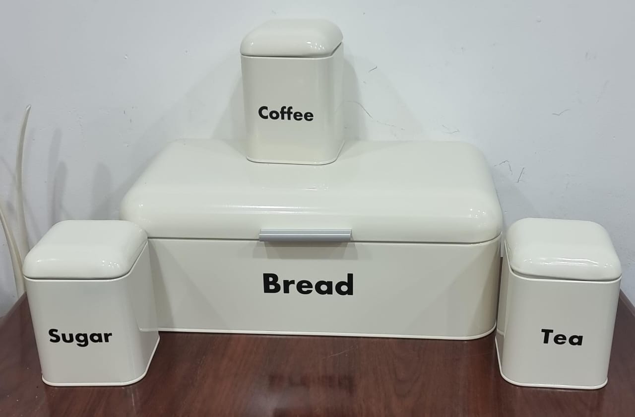 Hinged Bread bin 9L with 3 canisters