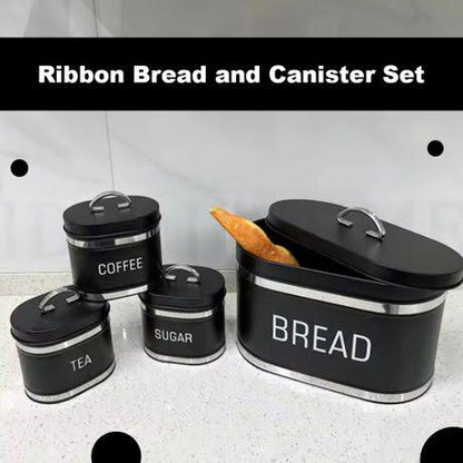 Ribbon Bread bin 10L with 3 canisters