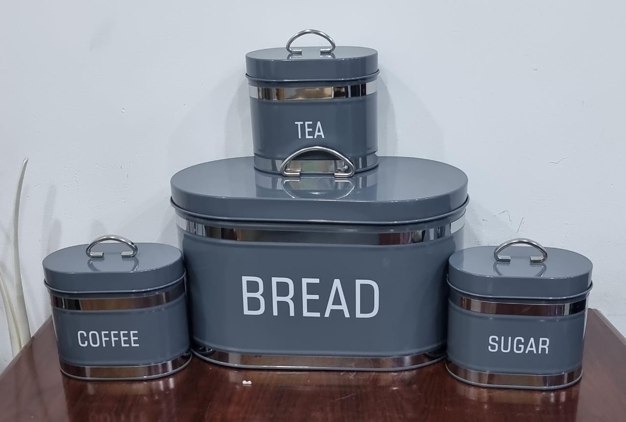 Ribbon Bread bin 10L with 3 canisters