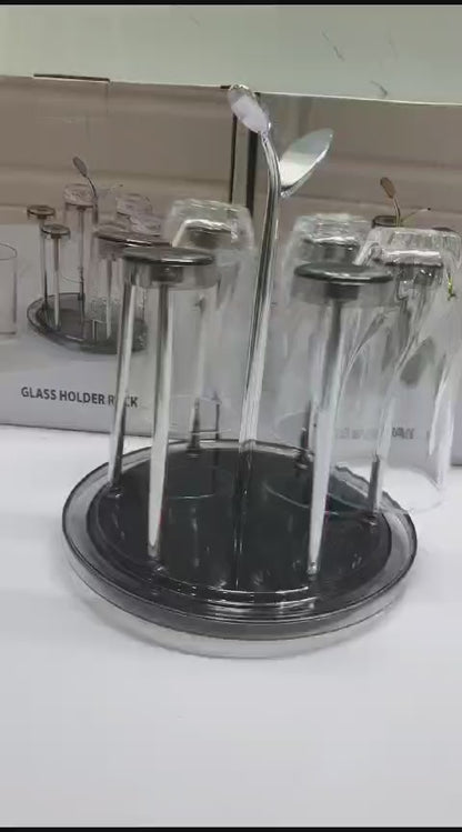 Rotating 6pc glass tumbler holder