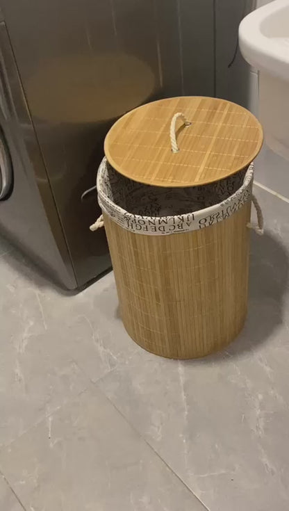 Round Bamboo Laundry Basket