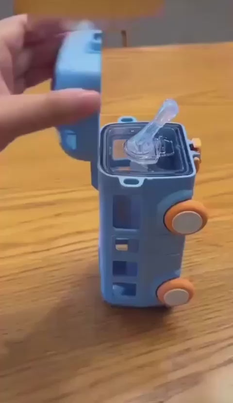 School bus/ plane themed water bottle