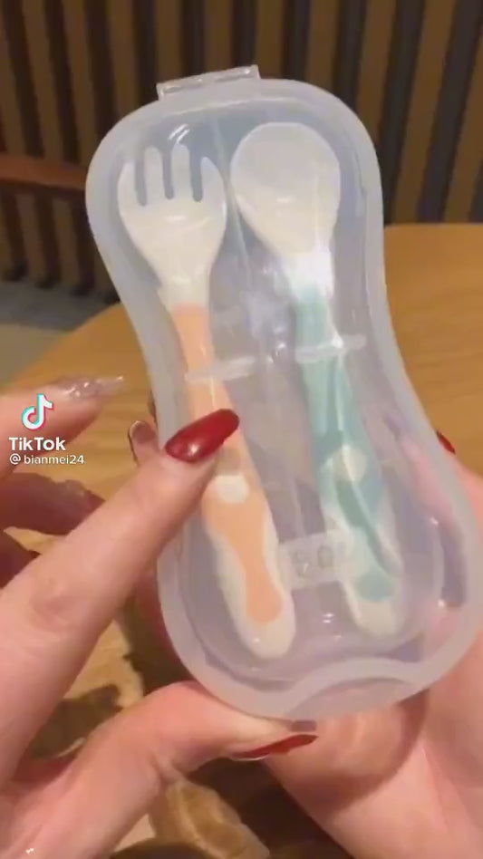 baby bendable silicon spoon fork set