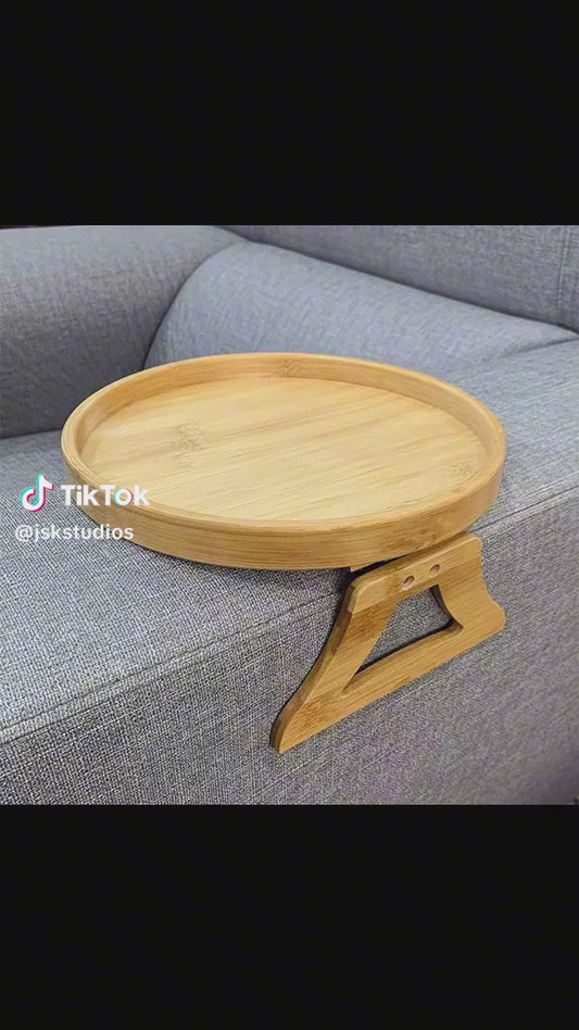 Round bamboo sofa tray