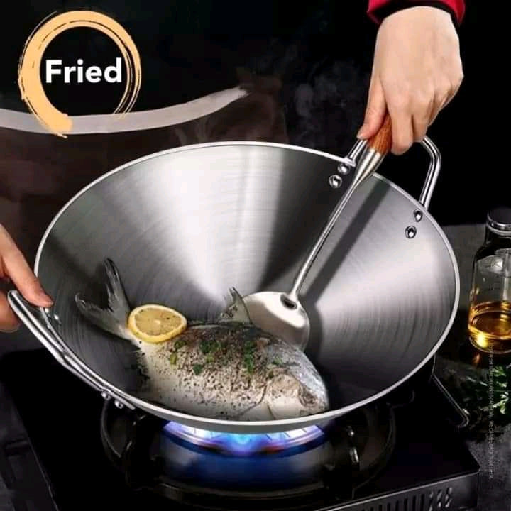 Thickening aluminium two sided handle wok frying pan. - Master Supplies