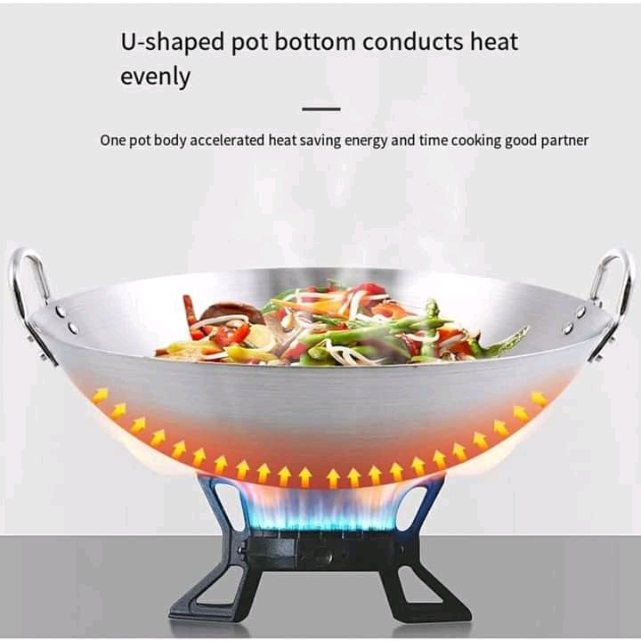 Thickening aluminium two sided handle wok frying pan. - Master Supplies